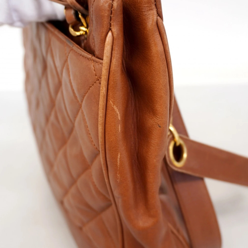 CHANEL Brown Lambskin Leather Tote Bag - Picture 8 of 12